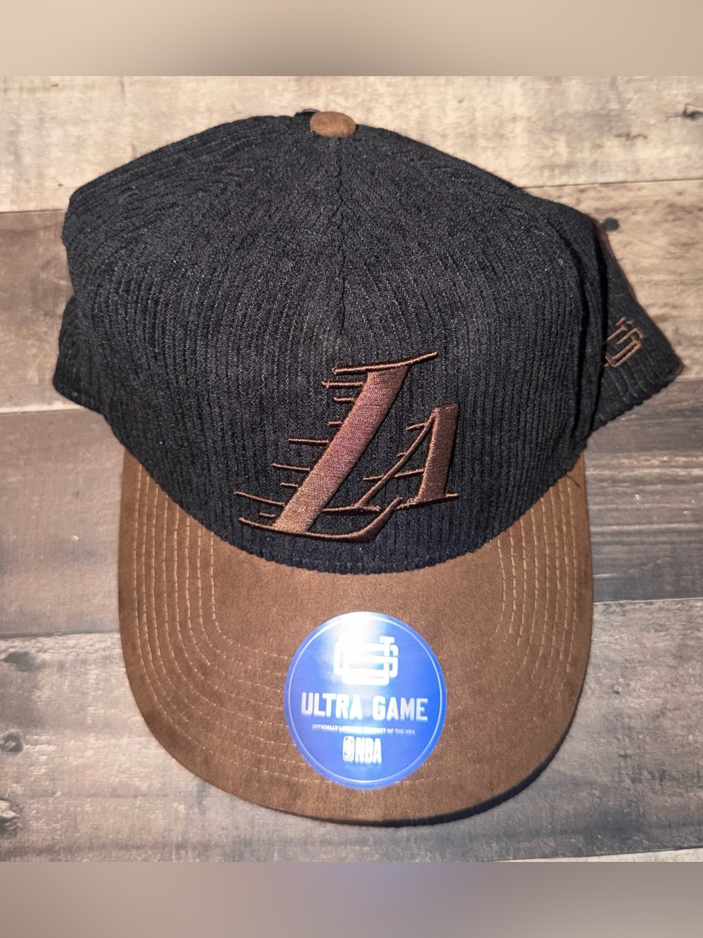 New Los Angeles Lakers Cap Ultra Game NBA Brown Corduroy Basketball Snapback Hat
